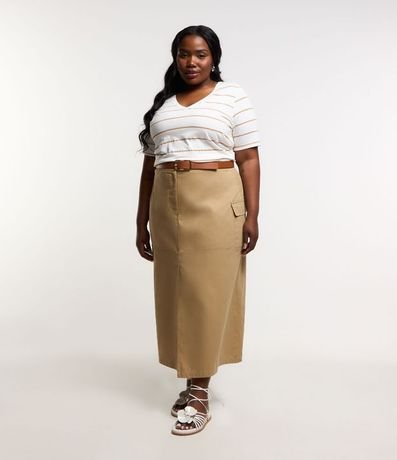 Blusa en Algodón Rayada con Cuello V Curve & Plus Size 2