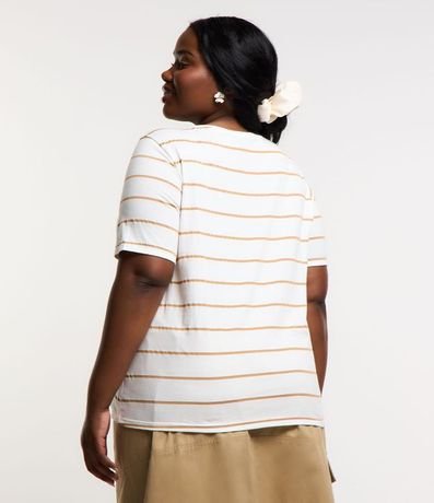 Blusa en Algodón Rayada con Cuello V Curve & Plus Size 3