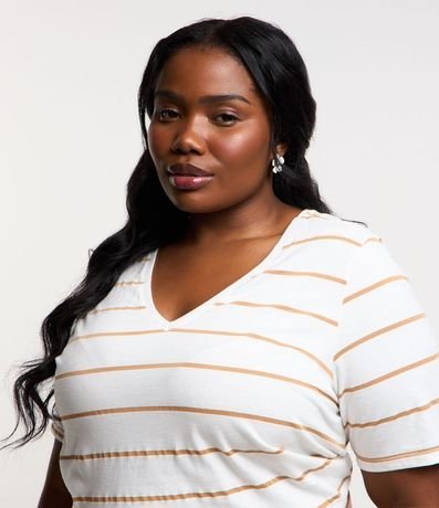 Blusa en Algodón Rayada con Cuello V Curve & Plus Size 4