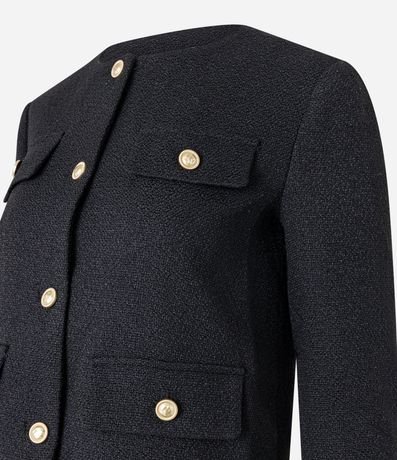 Chaqueta Tweed con Botones Metalizados y Solapas 3
