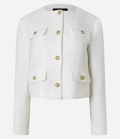 Chaqueta Tweed con Botones Metalizados y Solapas 5