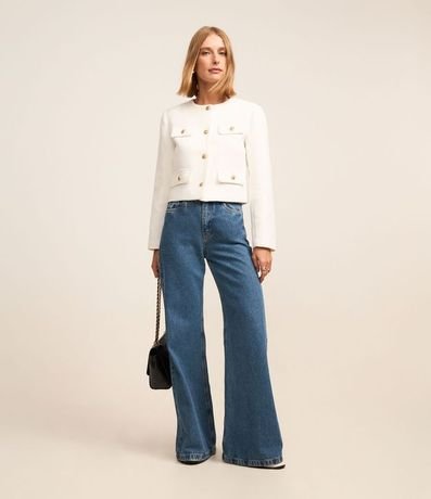 Chaqueta Tweed con Botones Metalizados y Solapas 2