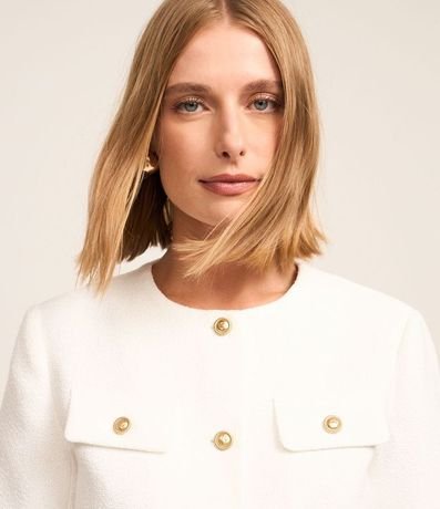 Chaqueta Tweed con Botones Metalizados y Solapas 3