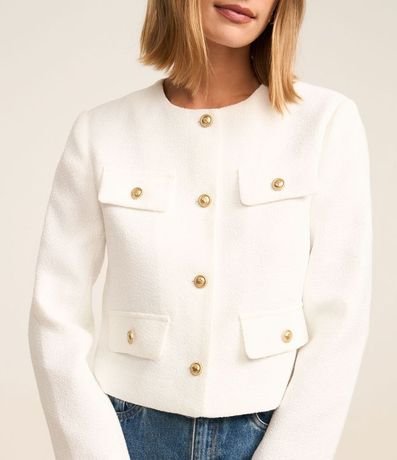 Chaqueta Tweed con Botones Metalizados y Solapas 4