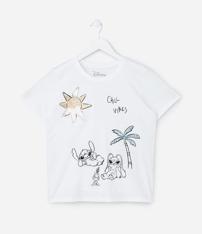 Blusa T-Shirt Infantil con Estampa Lilo & Stitch con Lentejuelas - Talle 5 a 14 años