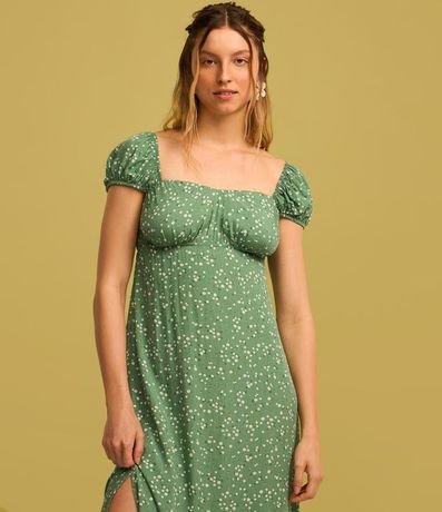 Wren Vestido Midi Floral con Escote en V y Mangas Abullonadas