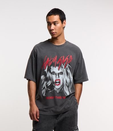 Remera Boxy en Algodón con Estampa Lady Gaga