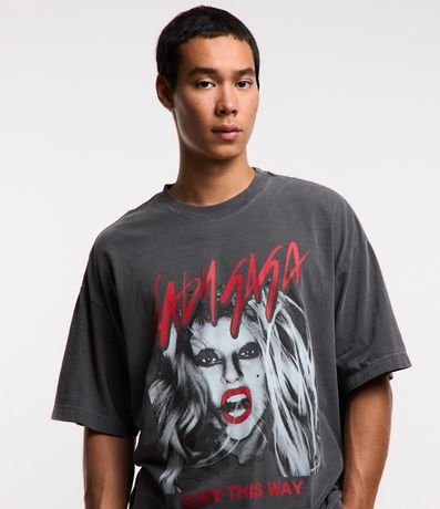Remera Boxy en Algodón con Estampa Lady Gaga 3
