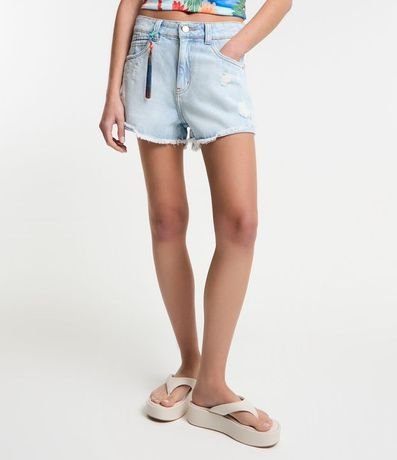 Short en Jeans con Cinta de Colores y Bajo Desabrochado 2