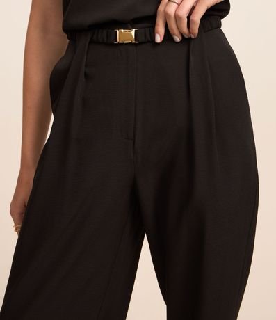 Pantalón Pantalona en Crepé con Cinturón Elástico Afivelado 4