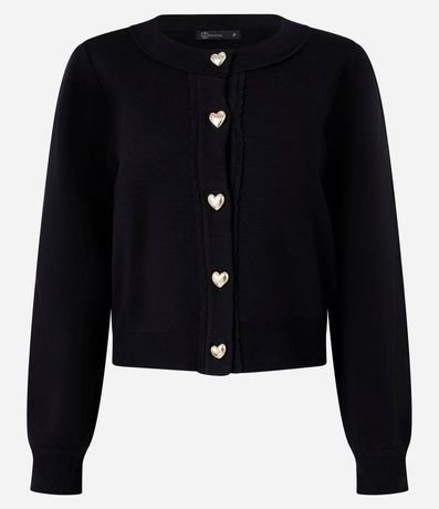 Cardigan de Punto Texturizado con Botones de Corazón 7