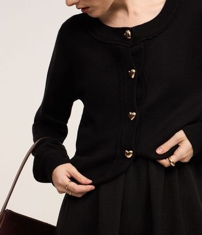 Cardigan de Punto Texturizado con Botones de Corazón 3