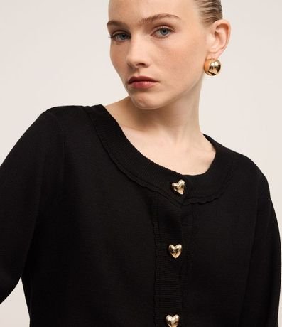 Cardigan de Punto Texturizado con Botones de Corazón 4