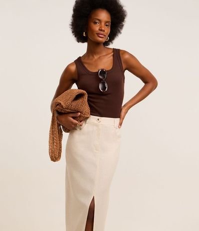 Pollera Larga en Viscolino con Bolsillos y Abertura 2