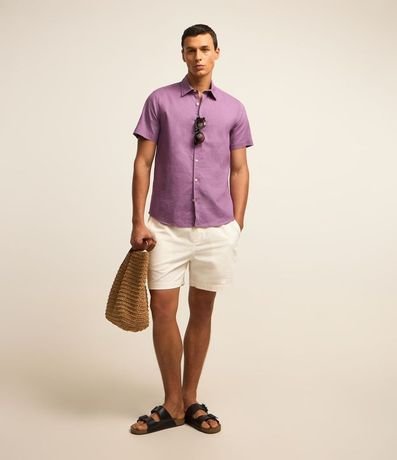 Camisa Comfort Básica en Lino con Manga Corta 2
