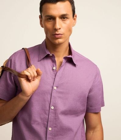 Camisa Comfort Básica en Lino con Manga Corta 3