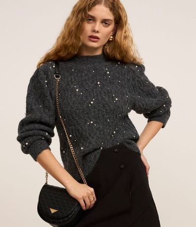 Buzo en Tricot Texturizada con Perlas