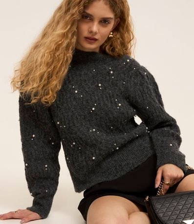 Buzo en Tricot Texturizada con Perlas 5