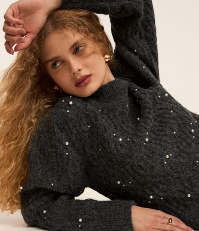 Buzo en Tricot Texturizada con Perlas 8