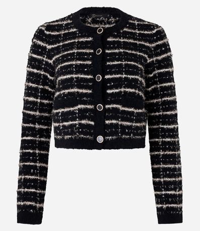 Cardigan Cropped en Tweed de Cuadros 6
