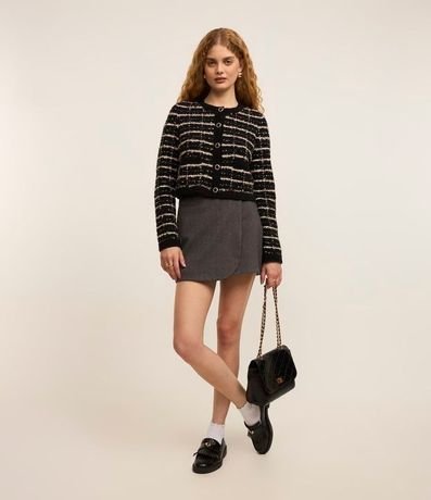 Cardigan Cropped en Tweed de Cuadros 2