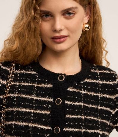 Cardigan Cropped en Tweed de Cuadros 3