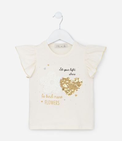 Blusa Infantil con Bordado Corazón en Lentejuelas - Talle 1 a 5 años