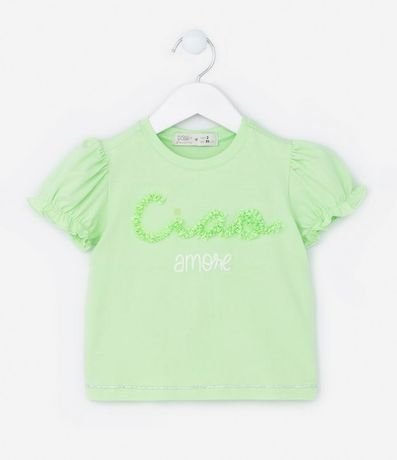 Blusa Infantil con Manga Abullonada y Bordado - Talle 1 a 5 años