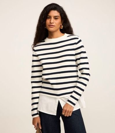 Suéter de Punto con Rayas Horizontales
