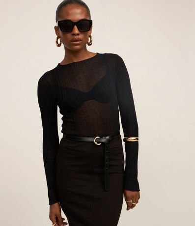 Pollera New Midi en Ponto Roma con Fenda Delantero y Bolsillos Embutidos 3