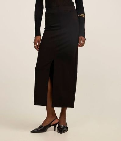 Pollera New Midi en Ponto Roma con Fenda Delantero y Bolsillos Embutidos 3