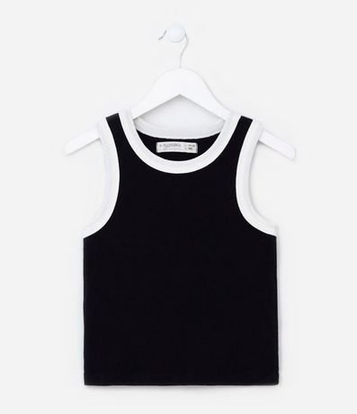 Musculosa Cropped Acanalada Infantil con Bies Contrastante - Talle 5 a 14 años 1