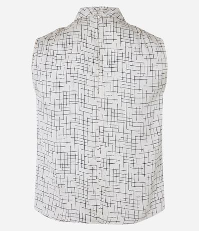Blusa Satinada con Cuello Alto Drapeado y Estampado Geométrico 8