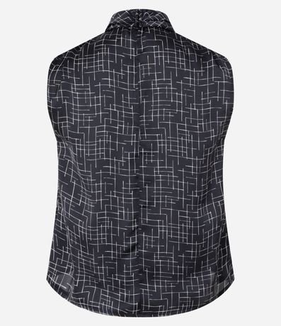 Blusa Satinada con Cuello Alto Drapeado y Estampado Geométrico 8