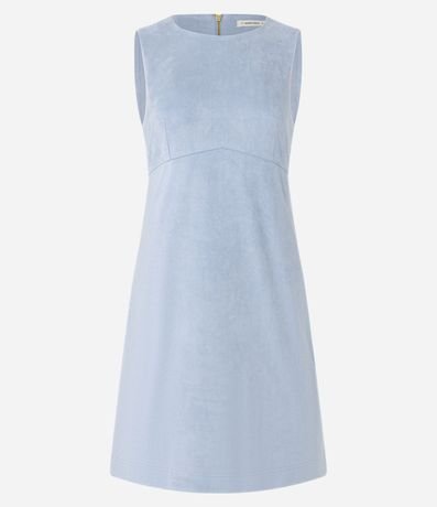 Vestido Corto en Gamuza sin Manga con Escote Redondo 5