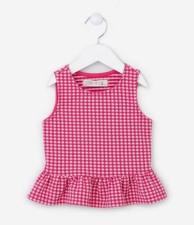 Blusa Bata Infantil en Jacquard con Estampa de Cuadros - Talle 1 a 5 años
