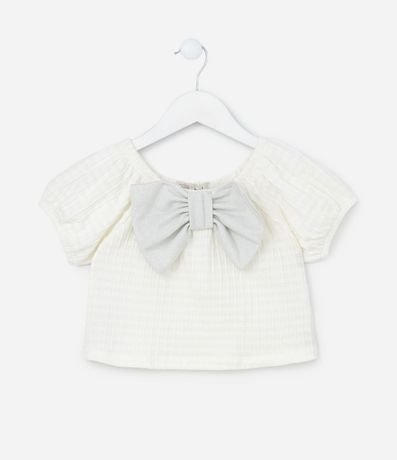 Blusa Infantil Texturizada con Lazo Grande Aplicado - Talle 1 a 5 años