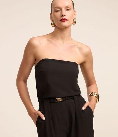 Blusa Sin Breteles Crepé con Fruncido en la Espalda