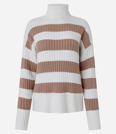 Suéter Punto con Cuello Alto y Estampa Rayada 8