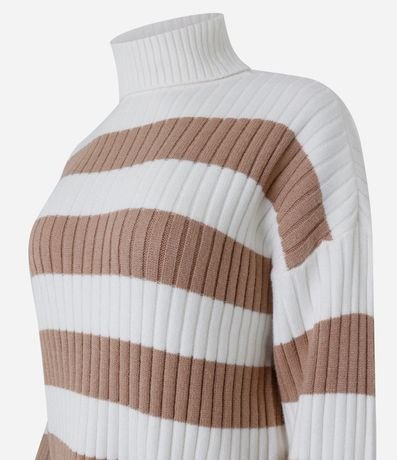 Suéter Punto con Cuello Alto y Estampa Rayada 9