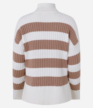 Suéter Punto con Cuello Alto y Estampa Rayada 10