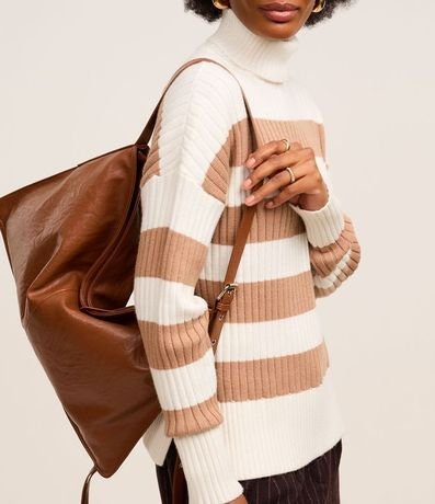 Suéter Punto con Cuello Alto y Estampa Rayada 5