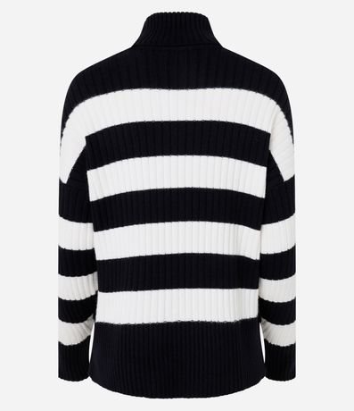 Suéter Punto con Cuello Alto y Estampa Rayada 7