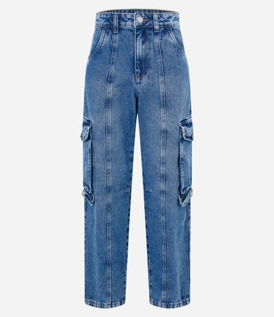 Pantalón Recto en Jeans con Recorte y Bolsillo Cargo 6