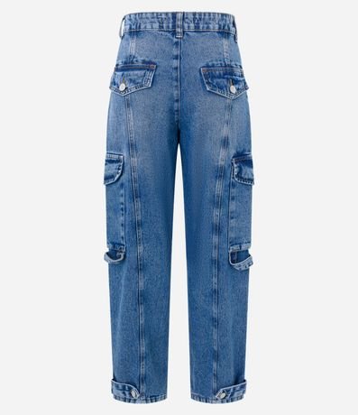 Pantalón Recto en Jeans con Recorte y Bolsillo Cargo 7
