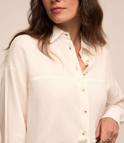 Camisa Alargada en Viscolino con Recortes 4