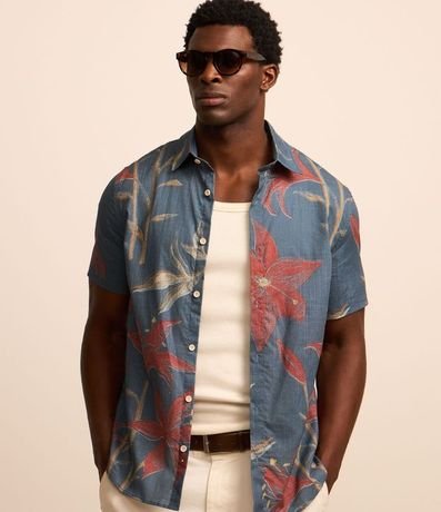 Camisa Regular en Voil con Estampa Punteada Floral