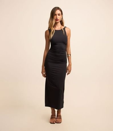 Vestido Recto Midi sin Manga en Poliamida con Torcido 2