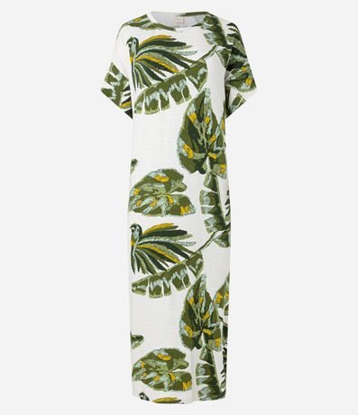 Vestido Recto Midi en Viscosa con Estampado de Follajes 6