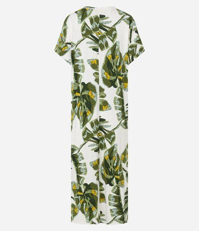 Vestido Recto Midi en Viscosa con Estampado de Follajes 7
